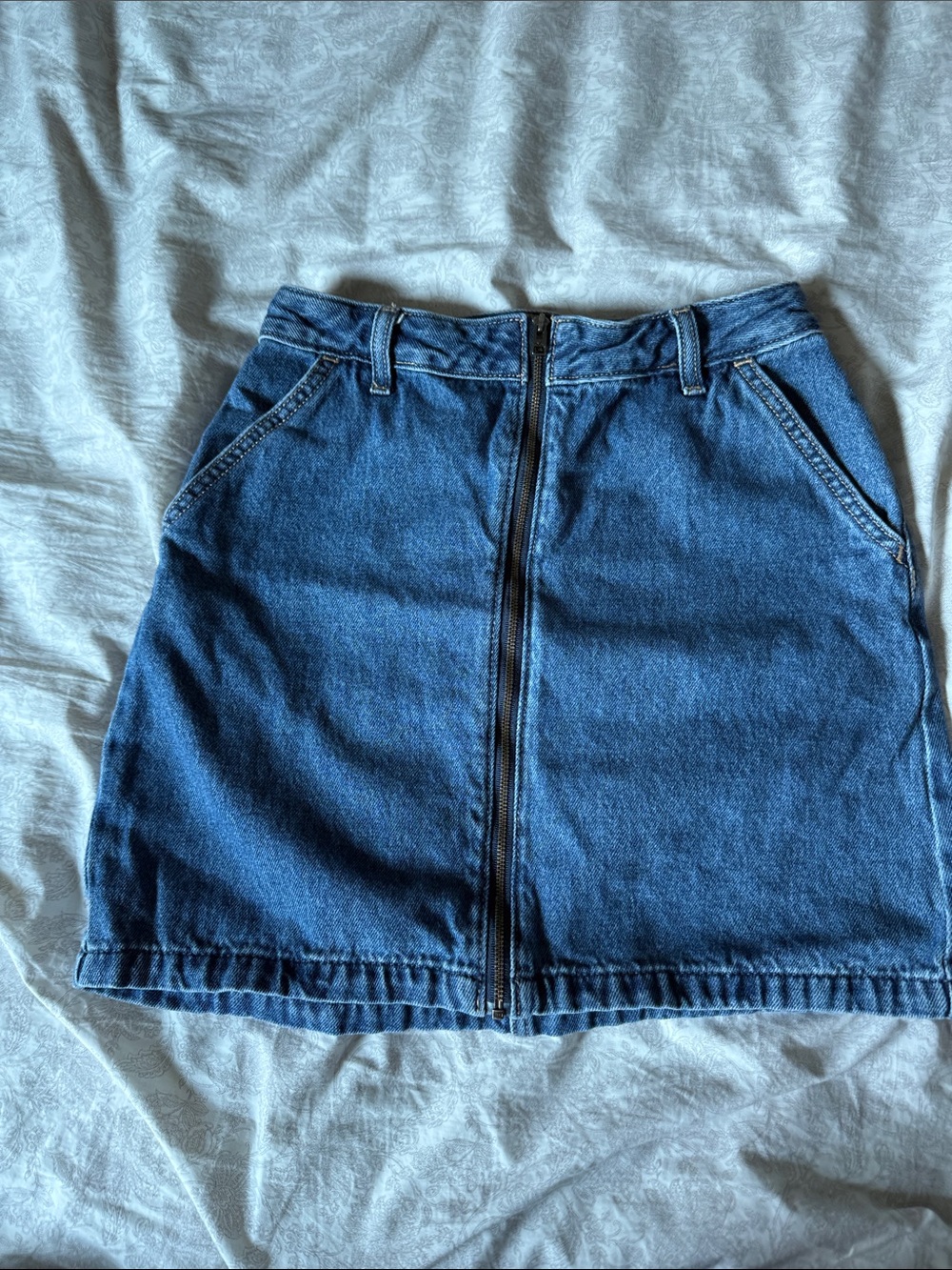 Women's Blue Denim Zip-Front Skirt